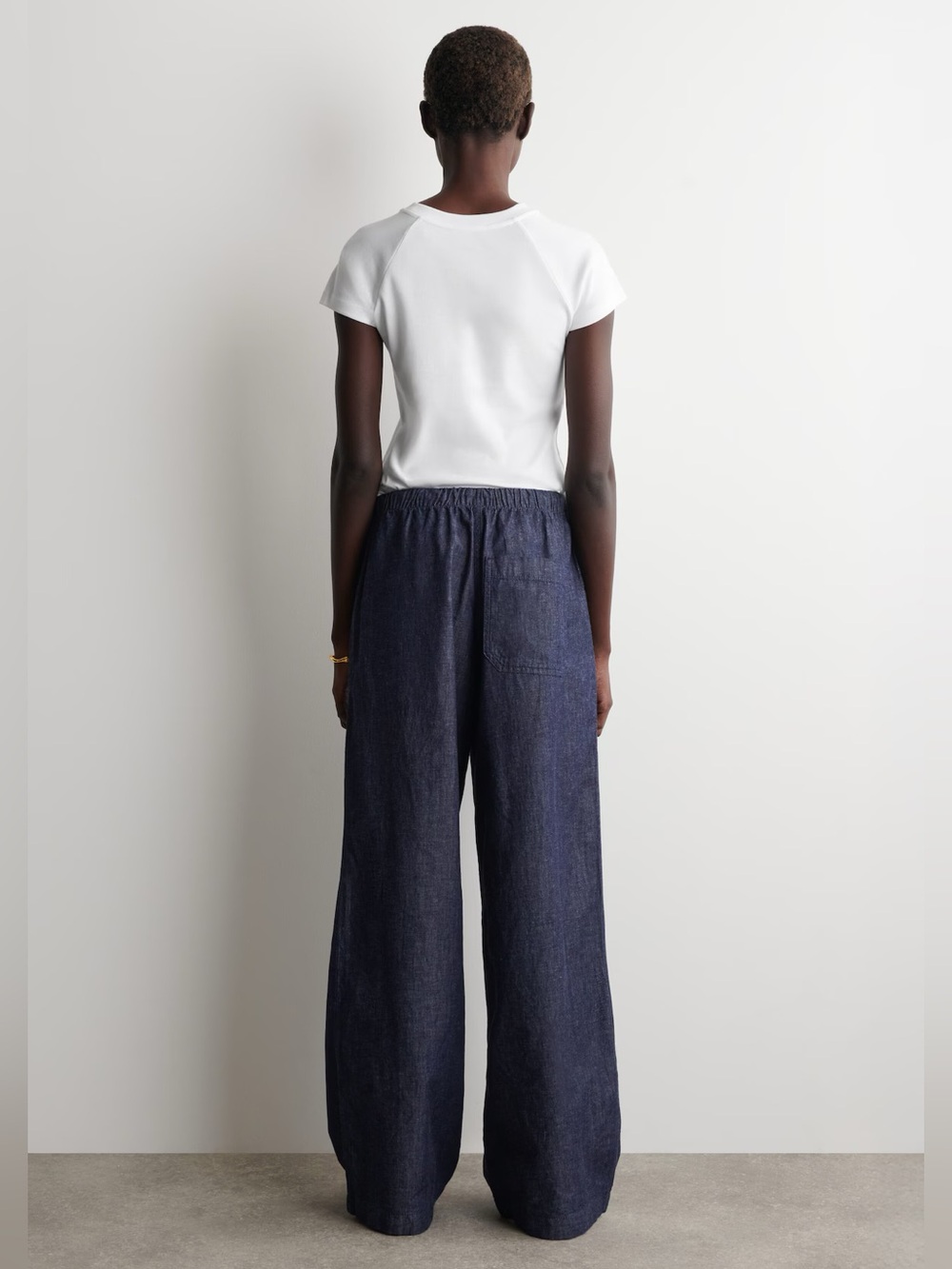 COS DENIM WIDE LEG DRAWSTRING PANTS 6 indigo LINEN BLEND MINIMALIST Casual - Picture 2 of 16
